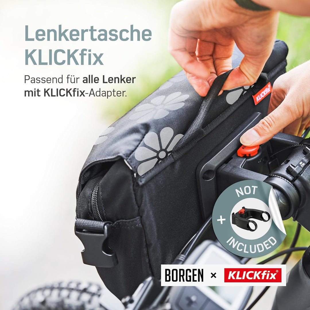 Borgen KLICKfix Lenkertasche Fahrrad - Wasserabweisende und geräumige Fahrrad Lenkertasche 5 L - Fah