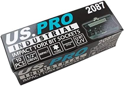 Bergen US PRO INDUSTRIAL 10 Stück 1/2 Zoll Dr Impact Torx Bit Steckschlüsselsatz T20 – T70 2087