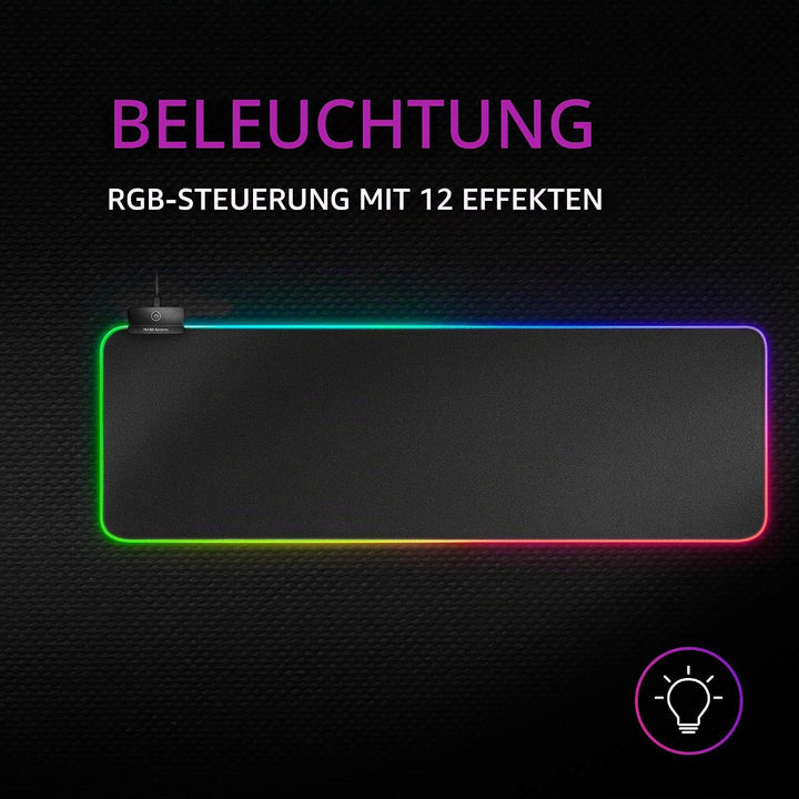Mars Gaming MMPRGB2, Mauspad Gmaing XXL, RGB 12-Modi, 2X USB 2.0, Schwart, MMPRGB2