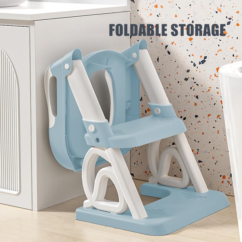 2-in-1 Toilettensitz für Kinder, Toilettensitz, faltbar und verstellbar, Treppe für Kinder, mit Leit