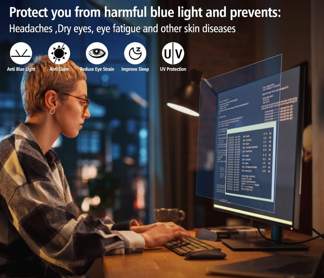 PYS 27 Zoll Blaulichtblockierende Displayschutzfolie für Computermonitor, Unisersal, abnehmbar, 16:9