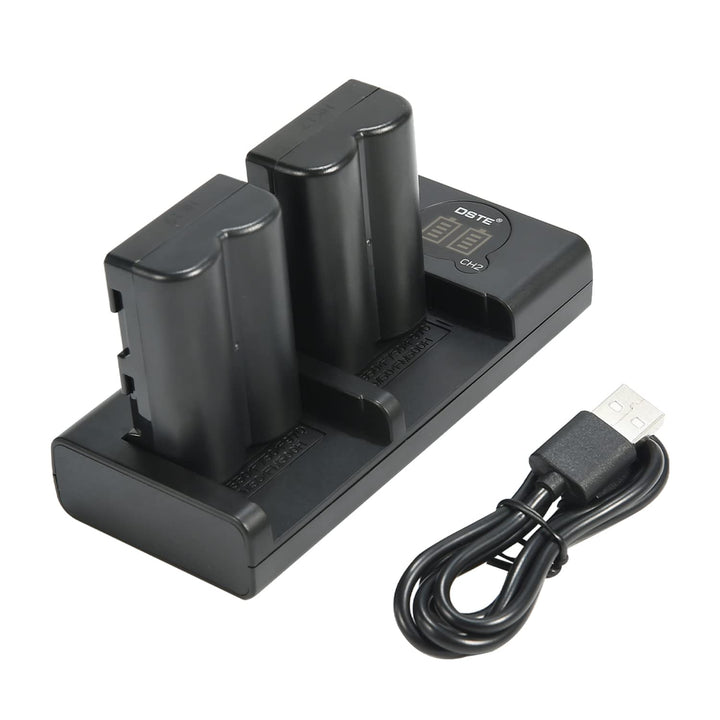 DSTE (2-Pack) NP-FM500H Ersatz Batterie + Duales USB-Ladegerät mit LCD-Display Kompatibel mit Sony a