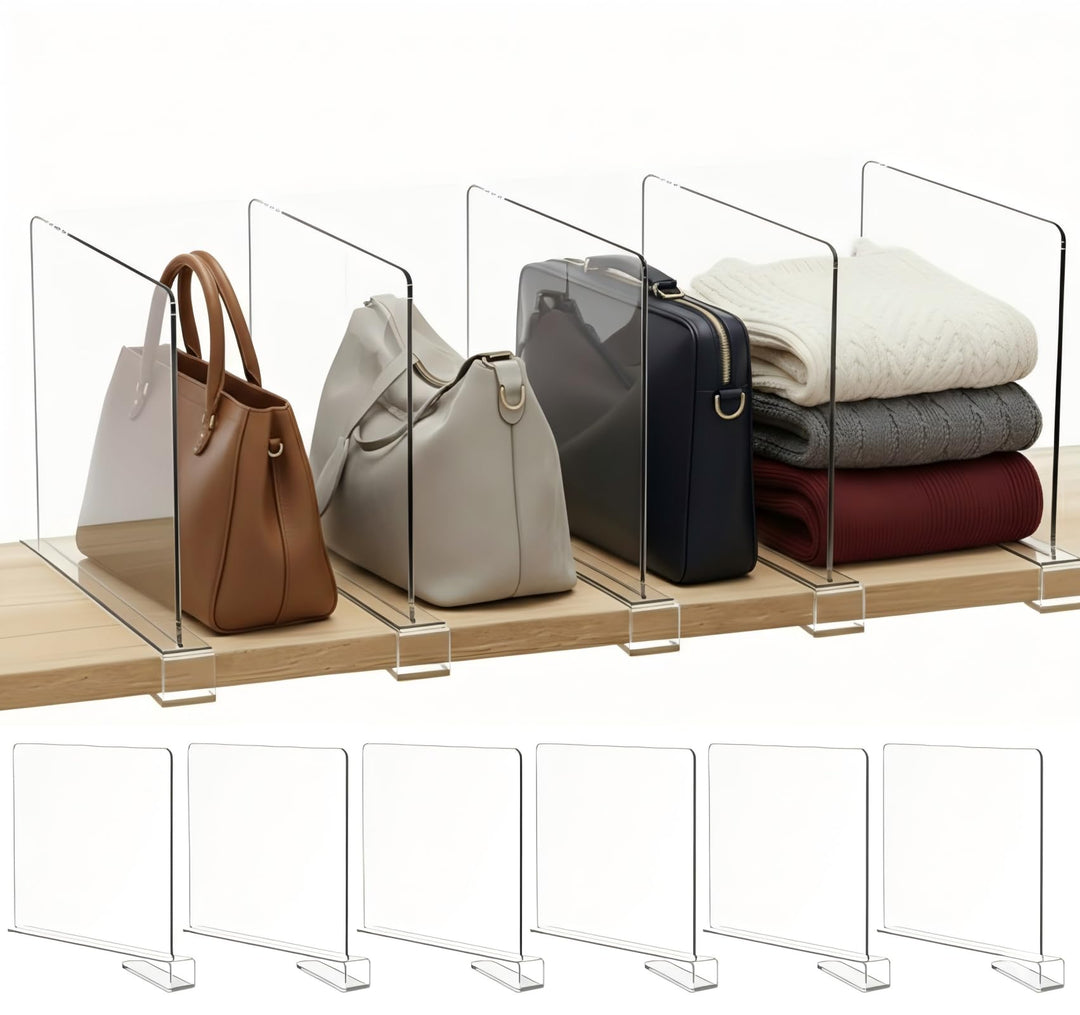 6 Stück Transparente Acryl Regaltrenner: Multifunktionaler Kleiderschrank Organizer - 30 x 20 cm Reg