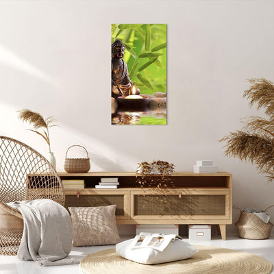 Bilder auf Leinwand 55x100cm Leinwandbild mit Rahmen Buddhismus Feng Shui Spa Bambus Gross Wanddeko