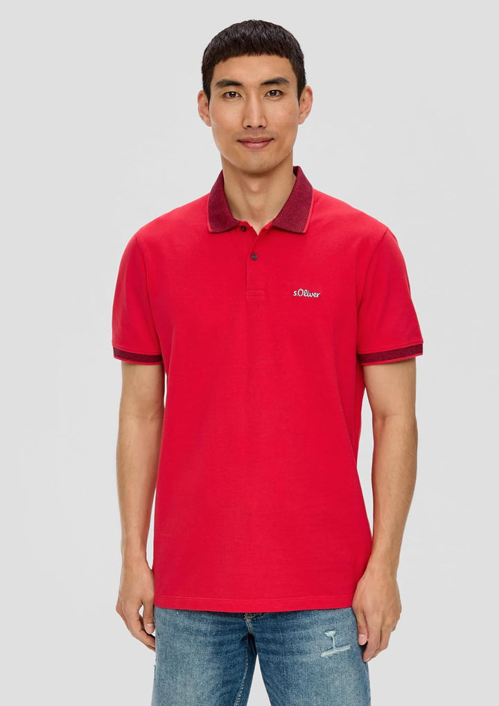 s.Oliver Poloshirt mit kleinem Label-Print Poloshirt aus Baumwollpiqué S Red 3348, Poloshirt aus Bau
