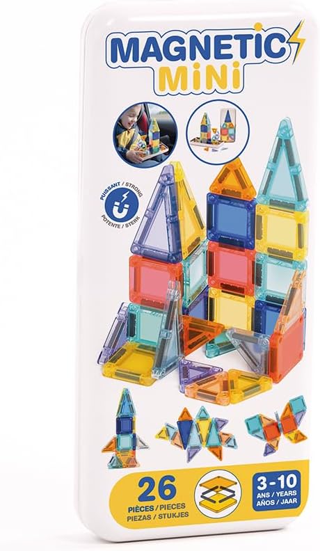 LUDI – Magnétique Mini – Kompaktes magnetisches Konstruktionsspiel – 26 magnetische Teile – Metallbo