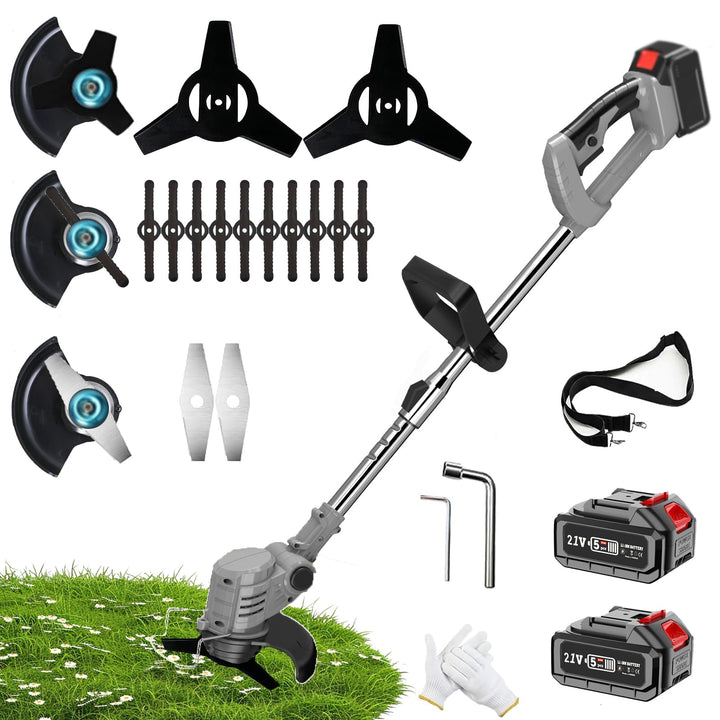 21V Akku Rasentrimmer mit Akku Freischneider Elektrischer 3-In-1 Akku Motorsense Rasentrimmer Mit 2