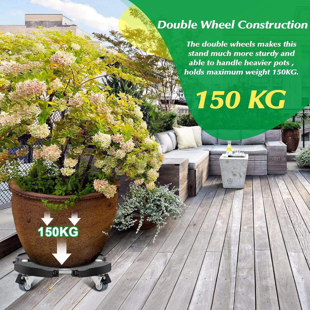 Linkax Pflanzenroller Ø 35-48cm, Rollbrett Pflanzen bis 150 KG, Untersetzer Blumentopf Gross Pflanze