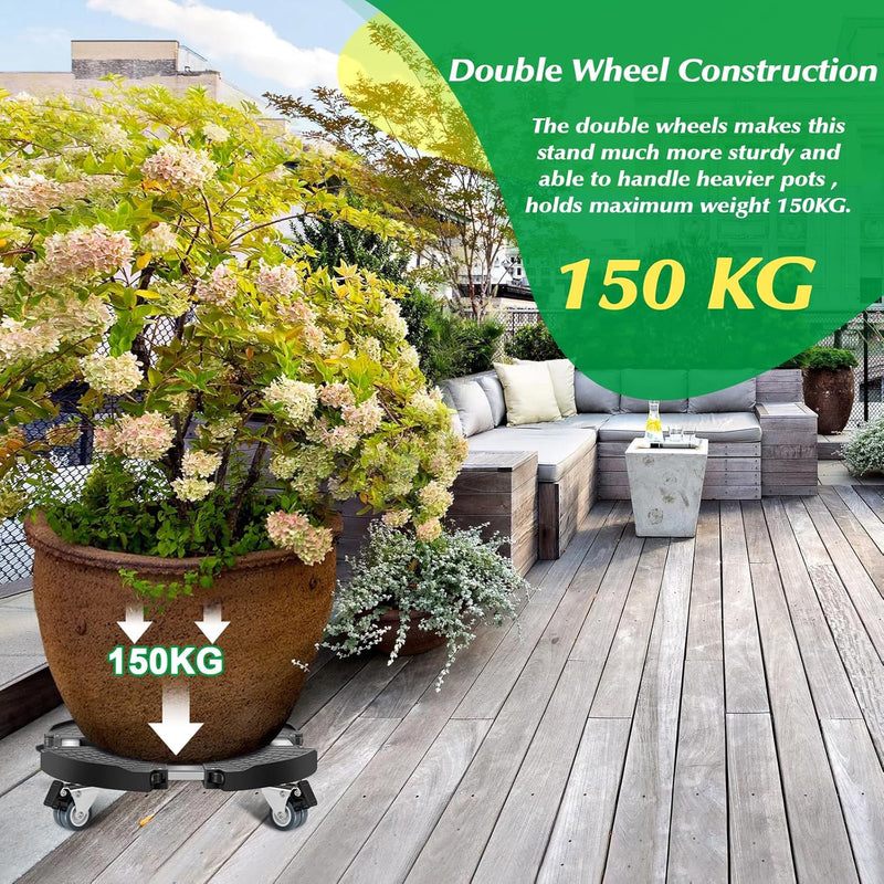 Linkax Pflanzenroller Ø 35-48cm, Rollbrett Pflanzen bis 150 KG, Untersetzer Blumentopf Gross Pflanze
