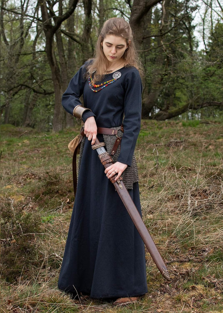 Mittelalter Kleid Afra Damen | Langarm Wikinger Kostüm bodenlang | LARP Gewandung aus Baumwolle für