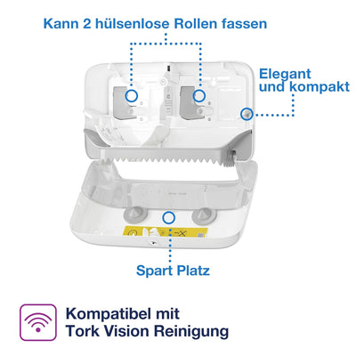 Tork Spender für hülsenloses Midi Toilettenpapier Weiss