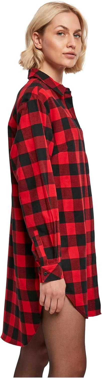 Urban Classics Ladies Oversized Check Flannel Shirt Dress, Oversized Shirt-Kleid für Frauen aus Baum