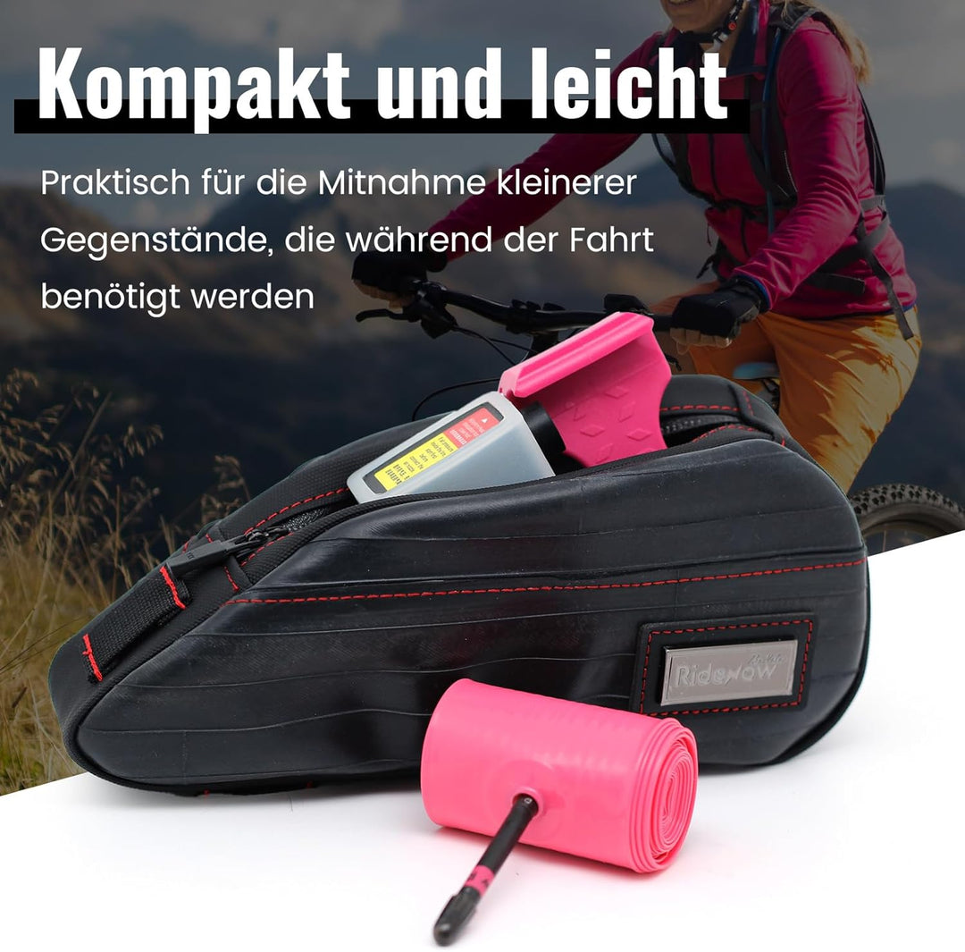 RIDENOW Fahrradtasche Rahmentasche aus recycelten TPU-Schläuchen & Gummischläuchen, Schmale wasserdi