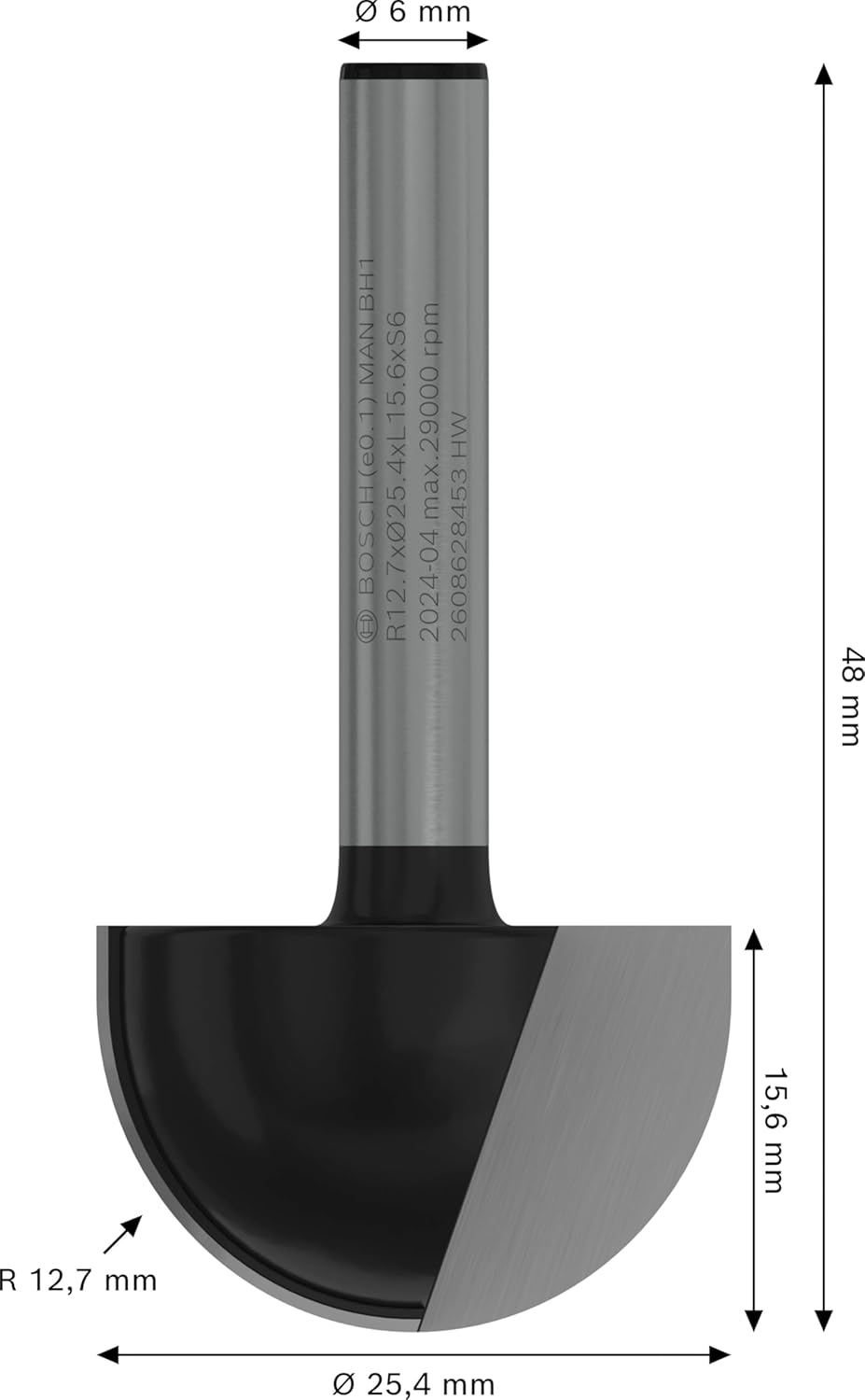 Bosch 1x PRO Hohlkehlfräser (für Weichholz, Hartholz, Ø 25,4 mm, Professional Zubehör Handfräse, Kan