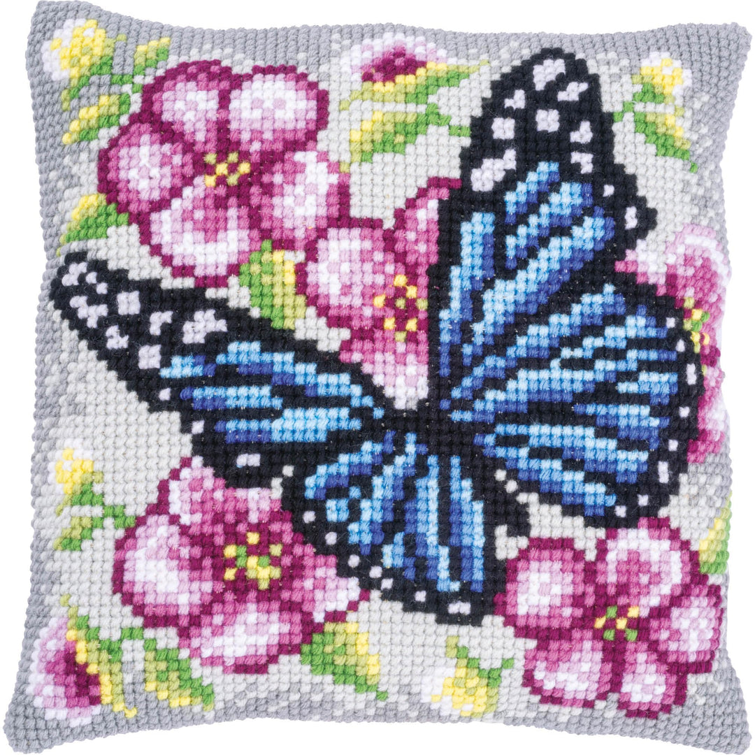 Vervaco Kreuzstich-Kissen, Schmetterling, Ecru, ca. 40 x 40 cm