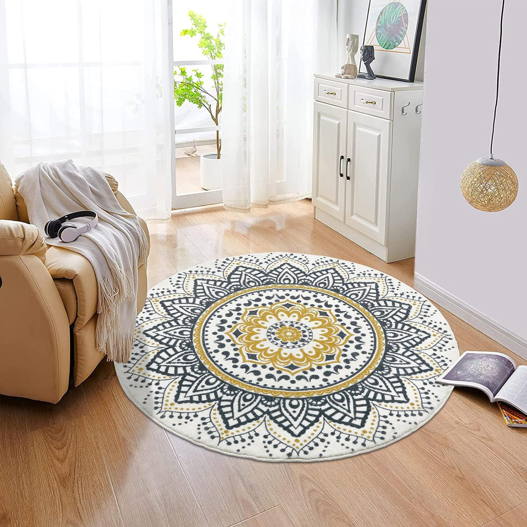 Pauwer Runder weicher Teppich, waschbar, rutschfest, für Wohnzimmer, Schlafzimmer, Bodenteppich, Tep