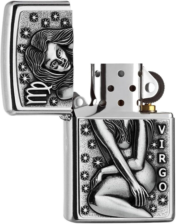 Zippo 2006499 PL 207 Virgo Tierkre. V19 Feuerzeug, Messing, Design, 5,83,81,2