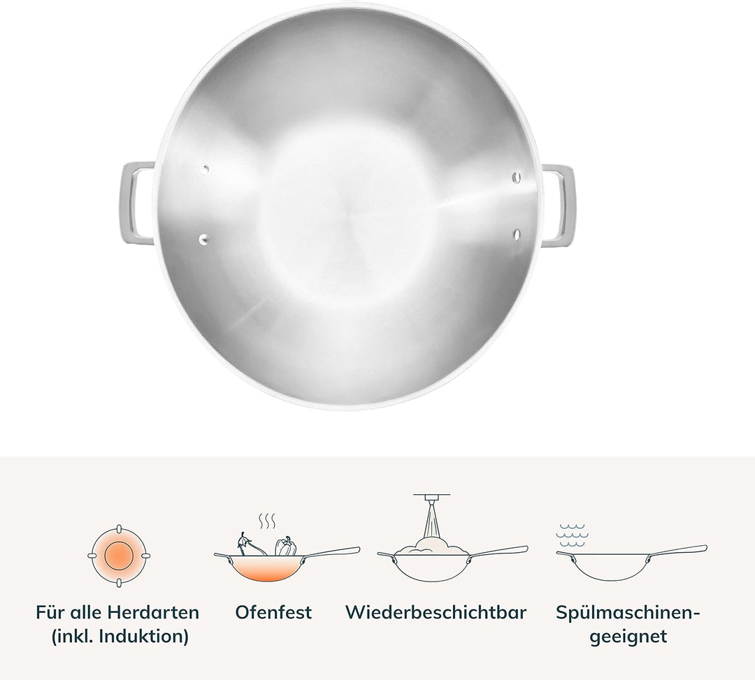 Olavson® Wok Kupferpfanne mit Antihaftbeschichtung aus 5-Schicht-Material, induktions- und spülmasch