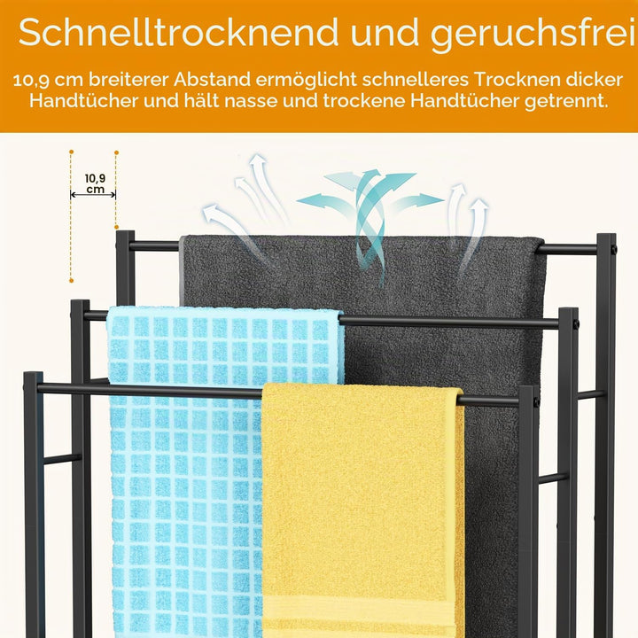 Honiter Handtuchhalter für Badezimmer, 3 Etagen breiter Handtuchtrockner im Freien, freistehender Ha