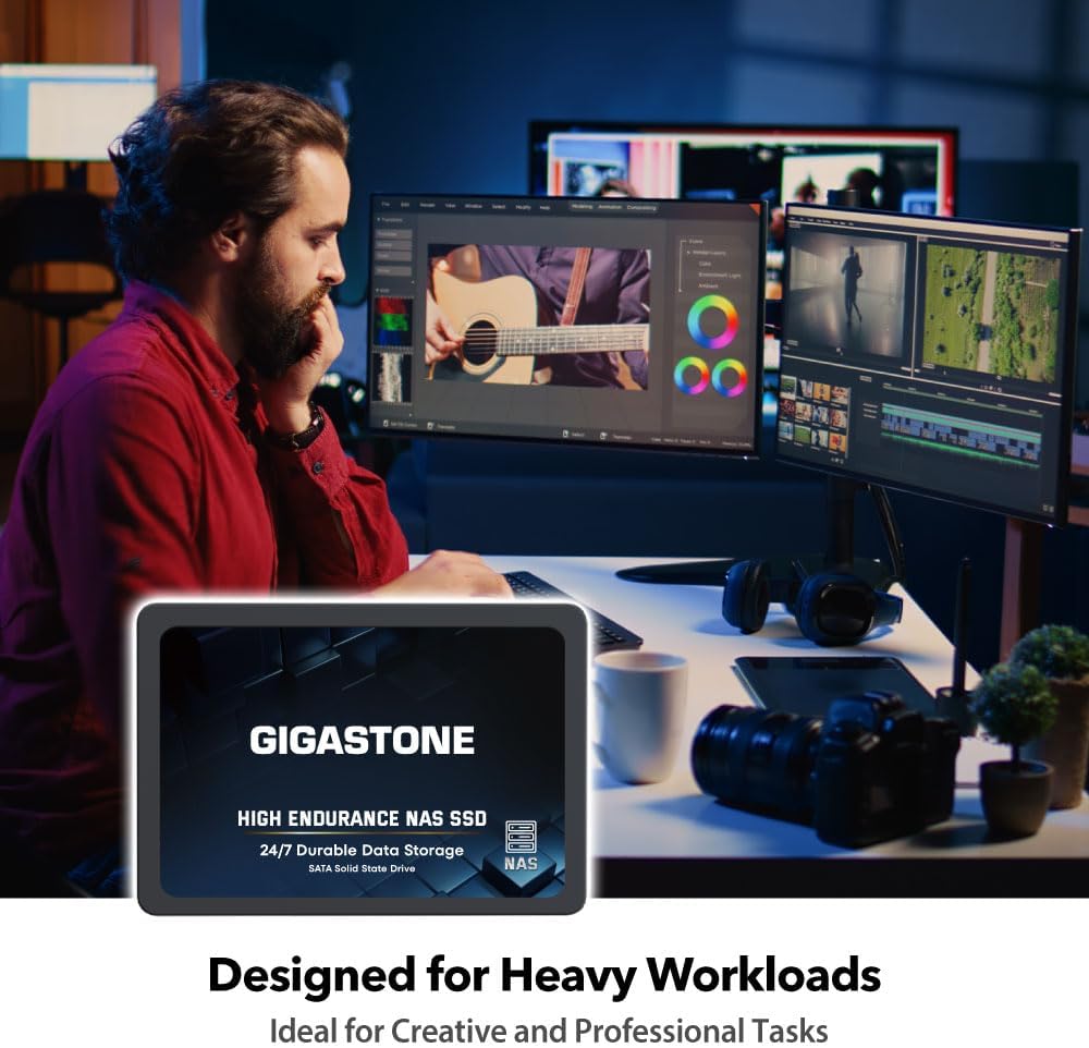Gigastone NAS SSD 4TB SSD Festplatte Hohe Dauerhaltbarkeit SSD für 24/7 Dauerbetrieb NAS-Systeme RAI