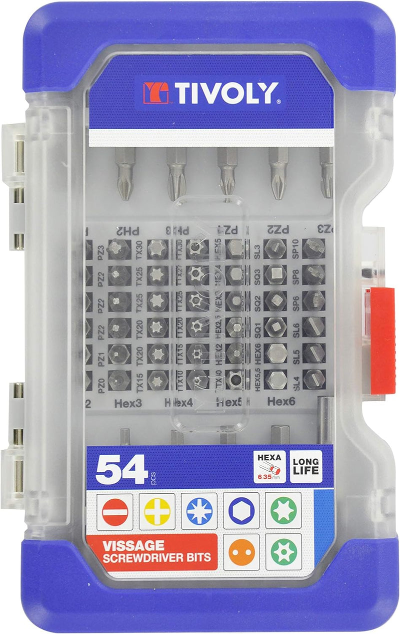 Tivoly 11501570040 Schraubendreher-Bits Set 25/50mm, 54 Stuck