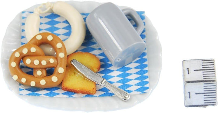 Miniblings Oktoberfest Teller Brosche Essen Wiesn Bier Brezel Wurst Toast Messer - Handmade Modeschm