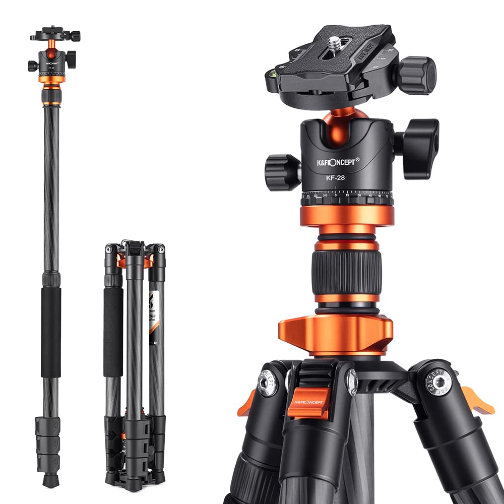 K&F Concept Carbon Stativ Kamera Stativ, kompaktes D254C1(SA254C4) Reisestativ Stativ Kamera, Tripod