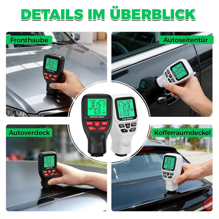Digitales Lackmessgerät Auto, 0-2000 µm Lackdickenmessgerät für Auto, Einheitenumrechnung (Mikron, M