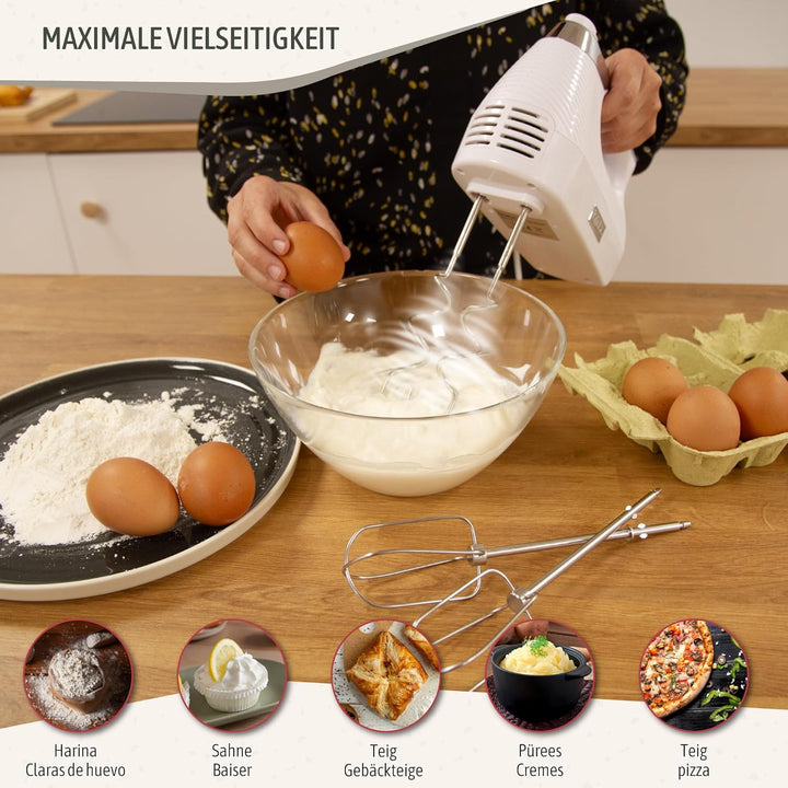 briebe Elegance Handmixer 400W, Handrührgerät Konditorei-Spezial 5 Geschwindigkeiten + Turbo, Handrü