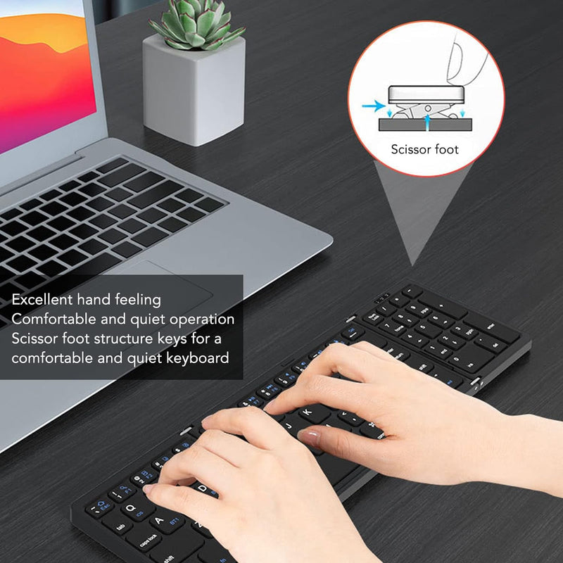 Goshyda Faltbare Bluetooth-Tastatur, 81 Tasten, Tragbare Drahtlose Tastatur mit Ziffernblock, Wieder