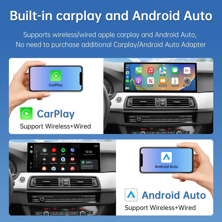 Road Top 12,3 Zoll Ultraschmaler Autoradio Carplay für BMW 5er F10 mit CIC | 2010-2011 Jahr, Linux H