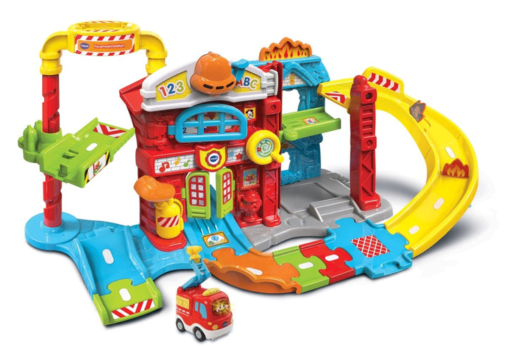 VTech TUT TUT Baby Flitzer - Feuerwehrstation – Interaktives Spielset mit beweglichen Elementen, Mel