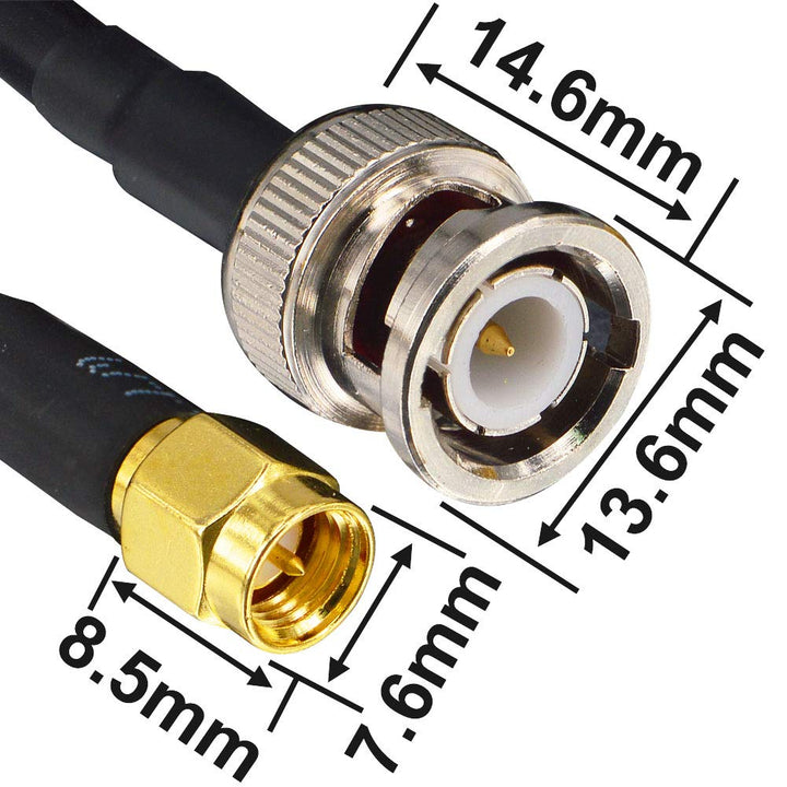 Boobrie SMA-auf-BNC-Kabel, 2 m, Koaxialkabel, RG58, verbessertes SMA-Stecker auf BNC-Stecker, Koaxia
