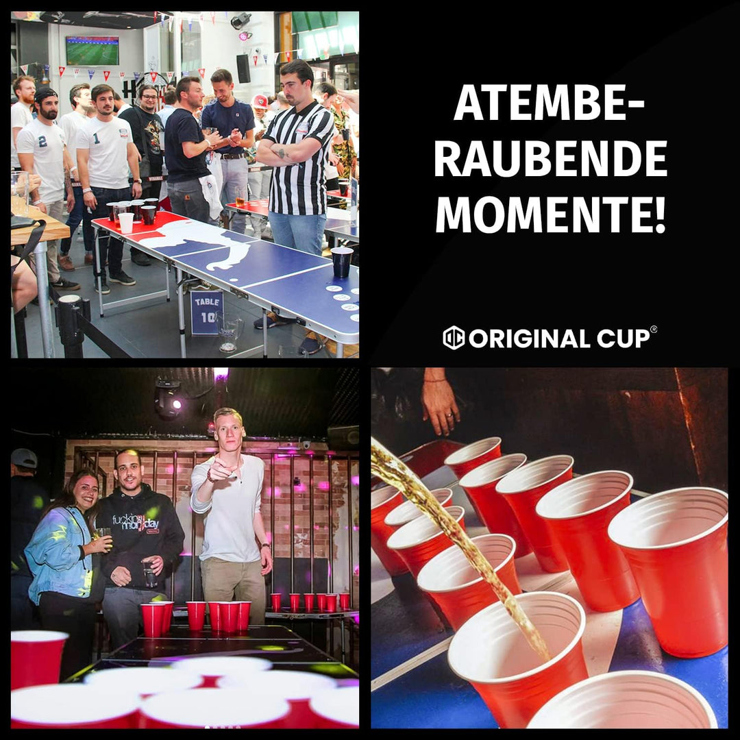Beer Pong Offizieller Player Tisch mit Becherhalterung | Full Pack | Inkl. 1 Tisch + 120 53cl Becher