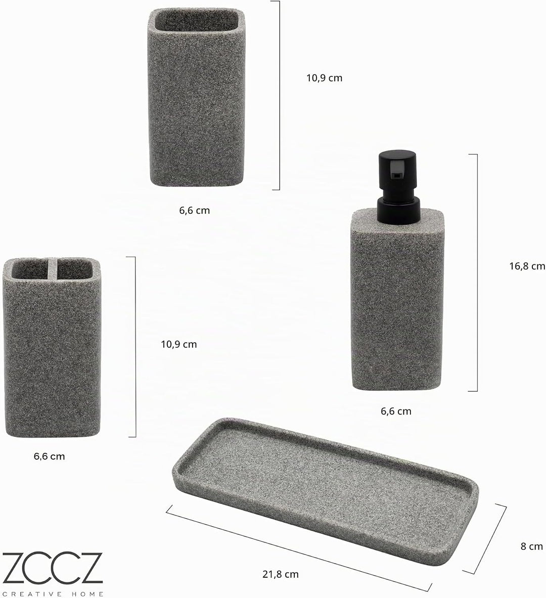 ZCCZ Badezimmer Set 4 Teile – Badezimmer Organizer mit Zahnbürstenhalter, Zahnputzbecher, Seifenspen
