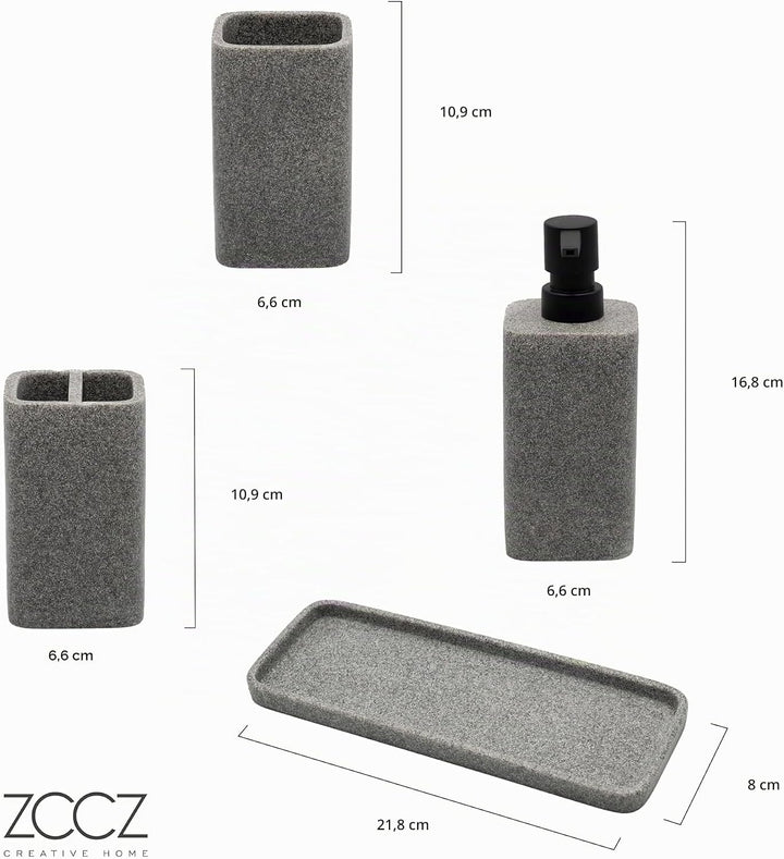 ZCCZ Badezimmer Set 4 Teile – Badezimmer Organizer mit Zahnbürstenhalter, Zahnputzbecher, Seifenspen