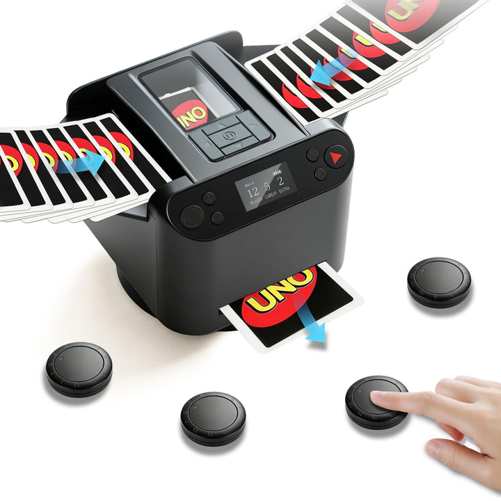 2-in-1 Automatischer Kartenmischer &amp; Dealer Maschine mit 4 Fernbedienungen, wiederaufladbar, 360° dr