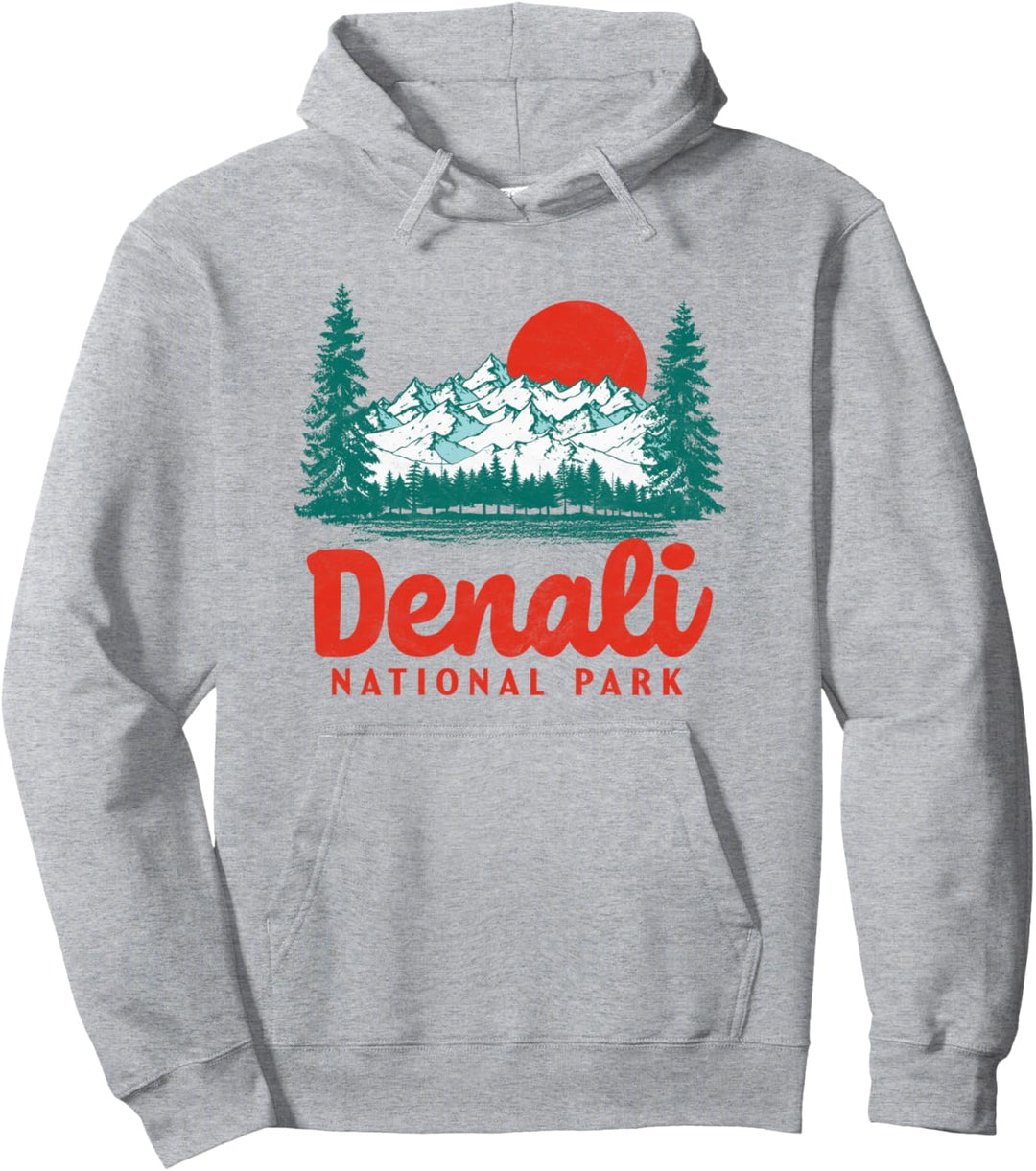 Retro Denali National Park Vintage 80s Vintage Mountain Pullover Hoodie