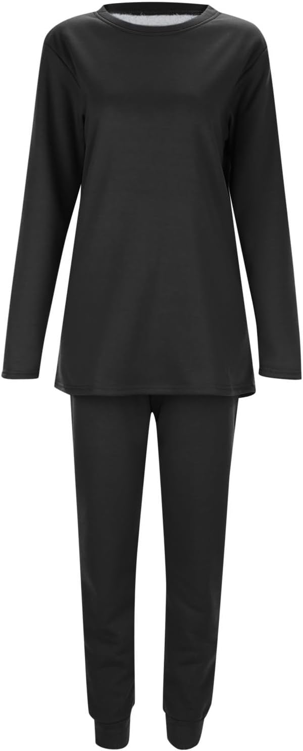 Lange Unterhosen Herren bequem, lässig, einfarbig, Rundhalsausschnitt, langärmelig, plus Fleece-Bott