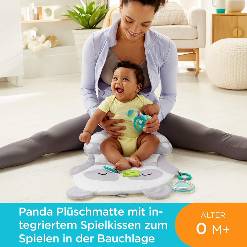 Fisher-Price GJD28 - Panda Spielmatte, Plüschmatte zum Spielen in der Bauchlage mit Spielzeugen