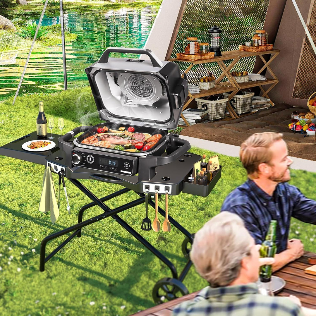 Denmay Tragbarer Grillwagen für Ninja Woodfire OG700 Serie, faltbarer Outdoor Grillständer für Ninja