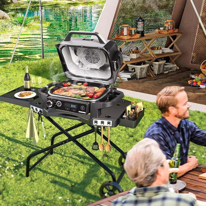 Denmay Tragbarer Grillwagen für Ninja Woodfire OG700 Serie, faltbarer Outdoor Grillständer für Ninja