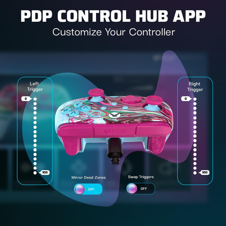 PDP Xbox REMATCH GLOW Wired controller ANDROID DREAMS Pink White, Pink White