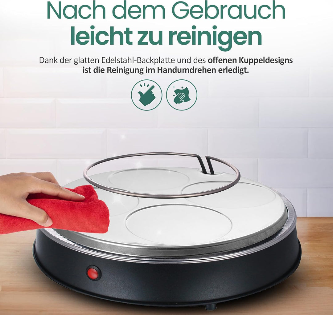 Emerio Pizzaofen, PIZZARETTE das Original, handgemachte Terracotta Tonhaube, neues PRE-BAKE Design,