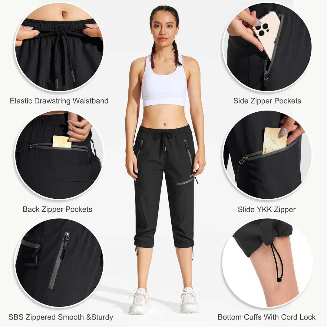 MOCOLY Damen Wanderhose Cargohose Wasserdicht Elastische Outdoorhose Cargo Jogginghose Trekkinghose