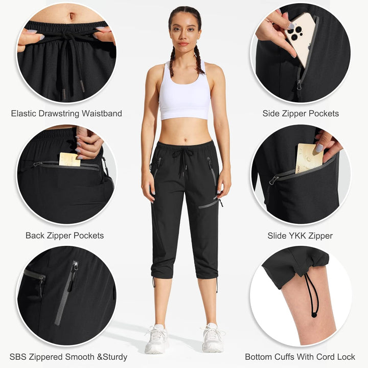 MOCOLY Damen Wanderhose Cargohose Wasserdicht Elastische Outdoorhose Cargo Jogginghose Trekkinghose