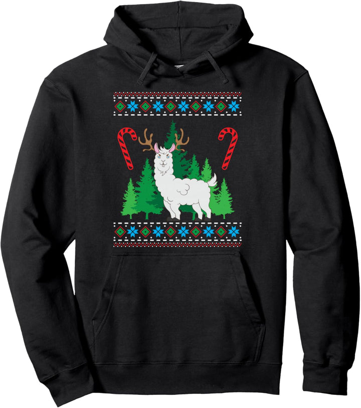 Lama mit Geweih hässliche Weihnachten Pullover Hoodie