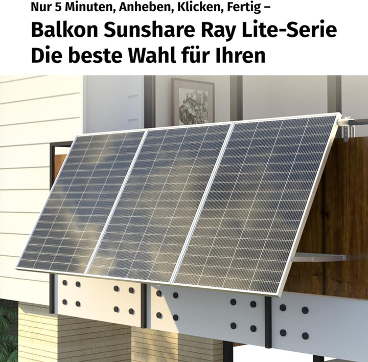 Ray Lite 200W Balkonkraftwerk Ohne Halterung – komplett Steckdose N-Typ Solarmodule 25% Effizienz –