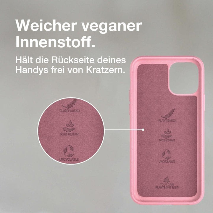 Woodcessories - Antibakterielle Bio Hülle kompatibel mit iPhone 12 Pro Max Hülle pink - Plastikfrei,