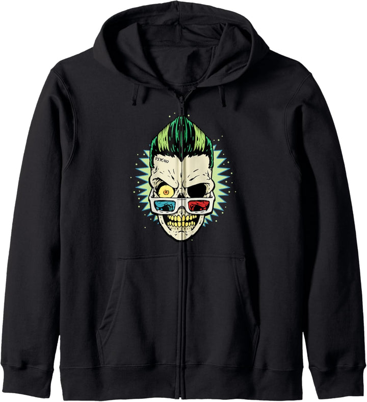 Horror Movie Addict 3D Brille Schädel Psychobilly Zombie Kapuzenjacke